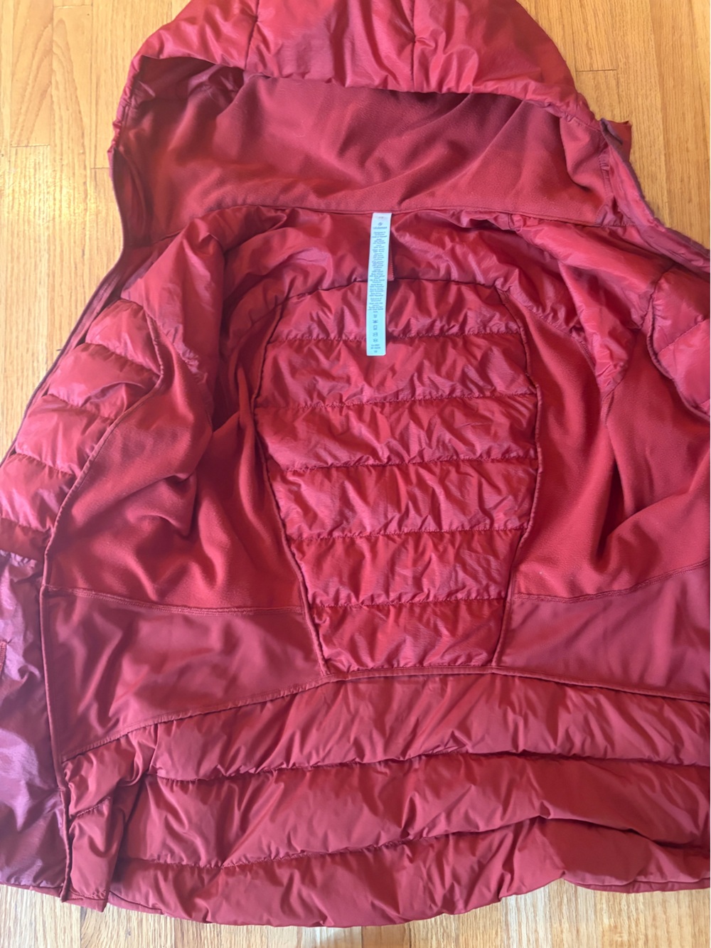 Women's Hooded Quilted Jacket - Burnt Orange - Picture 5 of 5